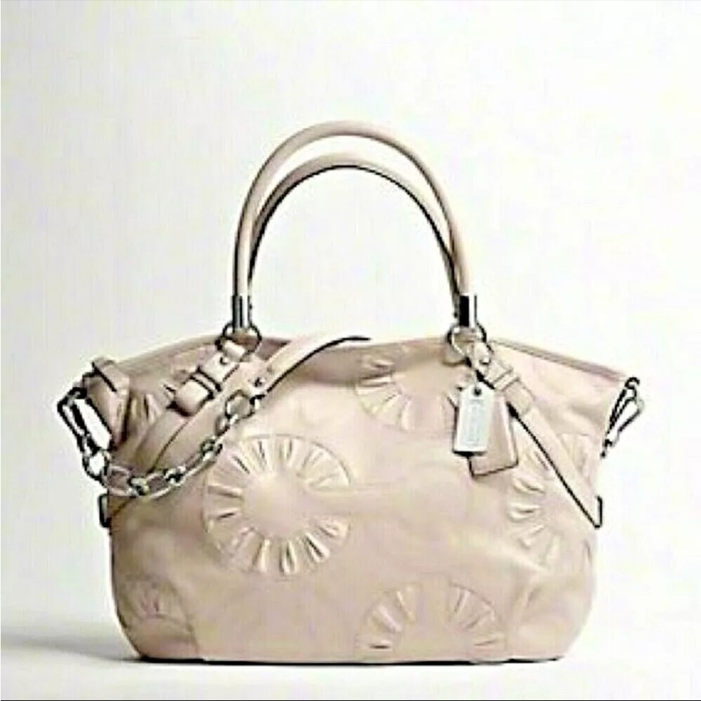 Coach Madison Sophia Embellished Leather Bone  Satchel 16343 EUC